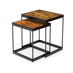 Set of 2 Modern Nesting End Tables with Metal Legs for Living Room