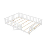 Montessori Bed Frame with Full-length Guardrails Safety Door and Latch