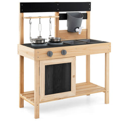 Mud Kitchen Playset Kids Play Kitchen Outdoor with 2 Removable Sinks