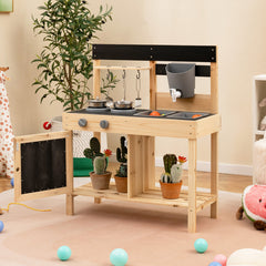 Mud Kitchen Playset Kids Play Kitchen Outdoor with 2 Removable Sinks