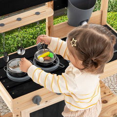 Mud Kitchen Playset Kids Play Kitchen Outdoor with 2 Removable Sinks