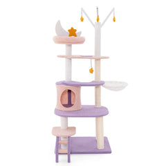 Multi-level Cat Tower with Sisal Covered Scratching Posts for Small Cats