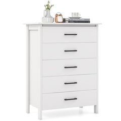 Modern 5-Drawer Multipurpose Chest Dresser with Metal Handles