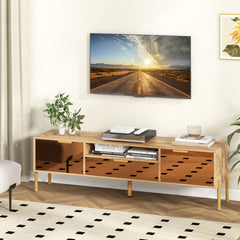 Mirrored TV Stand for TV up to 65 Inch with Spacious Tabletop and 2 Storage Cabinets