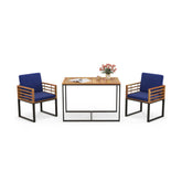 3 Pieces Outdoor Dining Set with 2 Acacia Wood Armchairs and Dining Table