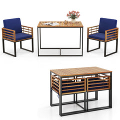 3 Pieces Outdoor Dining Set with 2 Acacia Wood Armchairs and Dining Table