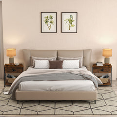 2 Tiers Nightstand with Open Storage Shelf for Living Room Bedroom