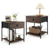 2 Tiers Nightstand with Open Storage Shelf for Living Room Bedroom