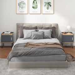 Nightstand End Table with Door Cabinet for Living Room and Bedroom