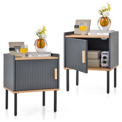 Nightstand End Table with Door Cabinet for Living Room and Bedroom