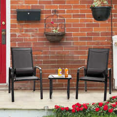 3 Pieces Stackable Patio Bistro Conversation Set with Adjustable Backrest
