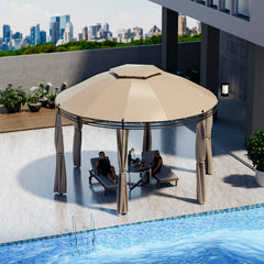 11.5 Feet Outdoor Patio Round Dome Gazebo Canopy Shelter with Double Roof Steel