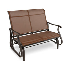 2-Person Patio Glider Bench with High Back and Curved Armrests