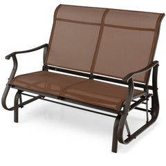 2-Person Patio Glider Bench with High Back and Curved Armrests
