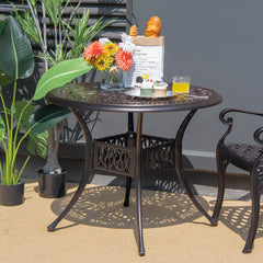 36 Inch Patio Round Dining Bistro Table with Umbrella Hole