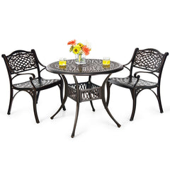 2-Piece Outdoor Cast Aluminum Chairs with Armrests and Curved Seats