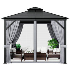 10 x 10 Feet Double-Top Hardtop Gazebo with Galvanized Steel Roof