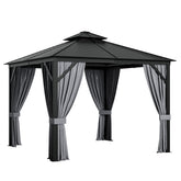 10 x 10 Feet Double-Top Hardtop Gazebo with Galvanized Steel Roof