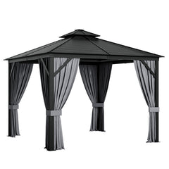 10 x 10 Feet Double-Top Hardtop Gazebo with Galvanized Steel Roof