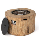 40 Inch Round Propane Gas Fire Pit Table Wood-Like Surface with Laval Rock