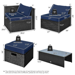 8 Pieces Patio Furniture Set with Storage Box and Waterproof Cover