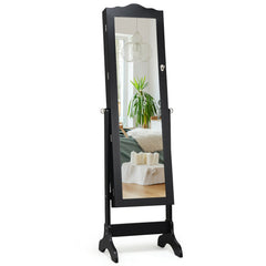 4-Angle Tilting Mirrored Lockable Jewelry Cabinet with Large Storage Capacity