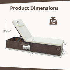 Patio Chaise Lounge Set of 2 with Backrest Seat Cushion and Headrest