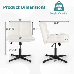 Office Armless Chair Cross Legged with Imitation Lamb Fleece and Adjustable Height