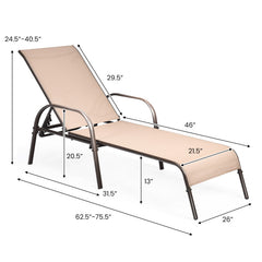 Adjustable Patio Chaise Folding Lounge Chair with Backrest