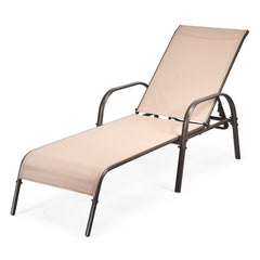Adjustable Patio Chaise Folding Lounge Chair with Backrest