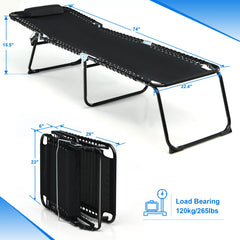 Folding Heightening Design Beach Lounge Chair with Pillow for Patio