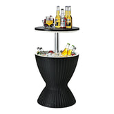 3 Pieces Outdoor Rattan Bar Table with Extendable Tabletop
