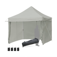 10 x 10 Feet Pop-up Gazebo with 5 Removable Zippered Sidewalls and Extended Awning