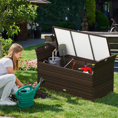 Outdoor Bench with Hand-woven PE Rattan Wicker and Side Handles