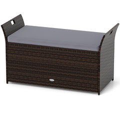 Outdoor Bench with Hand-woven PE Rattan Wicker and Side Handles