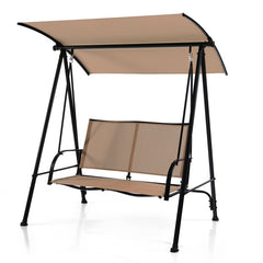 2-Seat Outdoor Canopy Swing with Comfortable Fabric Seat and Heavy-duty Metal Frame