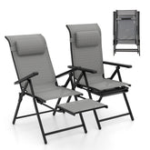 Folding Patio Chairs Set of 2 with 10-Level Adjustable Backrests and Armrests