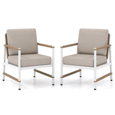 2 Packs Patio Aluminum Sofa with Wicker Backrest and Armrests