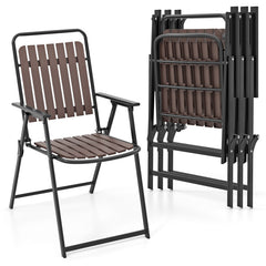 4 pcs Patio Folding Chairs with PP Seat and Back and 400 LBS Heavy-Duty Metal Frame