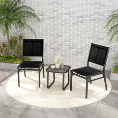 Outdoor Dining Chairs with Breathable Seat and Backrest for Backyard Porch Poolside