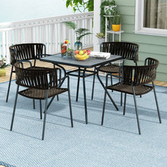 32 x 32 Inch Heavy-Duty Outdoor Dining Table with Umbrella Hole for 4 Persons