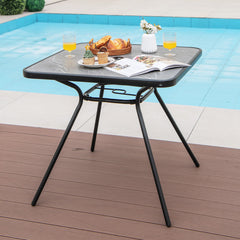32 x 32 Inch Heavy-Duty Outdoor Dining Table with Umbrella Hole for 4 Persons