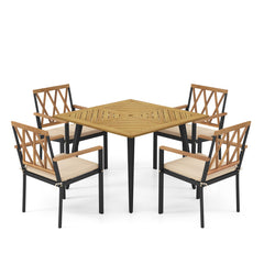 Outdoor Dining Table and Chairs with Cushions and 1.9 inches Umbrella Hole