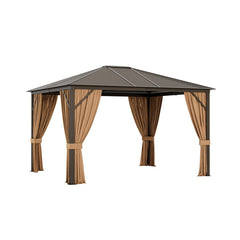 12 x10 Feet Outdoor Hardtop Gazebo with Galvanized Steel Top and Netting