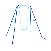 Outdoor Kids Swing Set with Heavy-Duty Metal A-Frame and Ground Stakes
