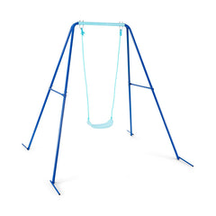 Outdoor Kids Swing Set with Heavy-Duty Metal A-Frame and Ground Stakes