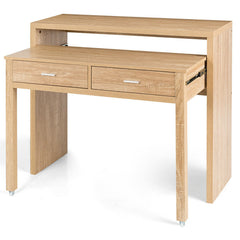 Extendable Computer Desk with Pull Out Secondary Desk