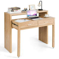 Extendable Computer Desk with Pull Out Secondary Desk