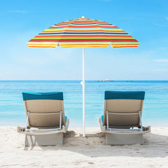 6.5 Feet Beach Umbrella with Tilt Mechanism and Carry Bag