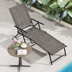 Patio Folding Chaise Lounge Chairs Recliner with 6-Level Backrest